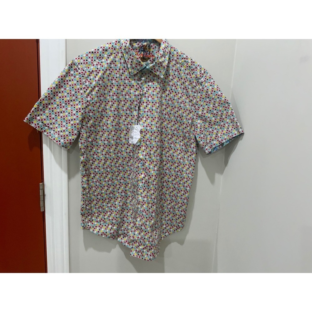 Robert Graham Mens 2XL Classic Fit Short Sleeve Button Down Geo Polka Dot Shirt